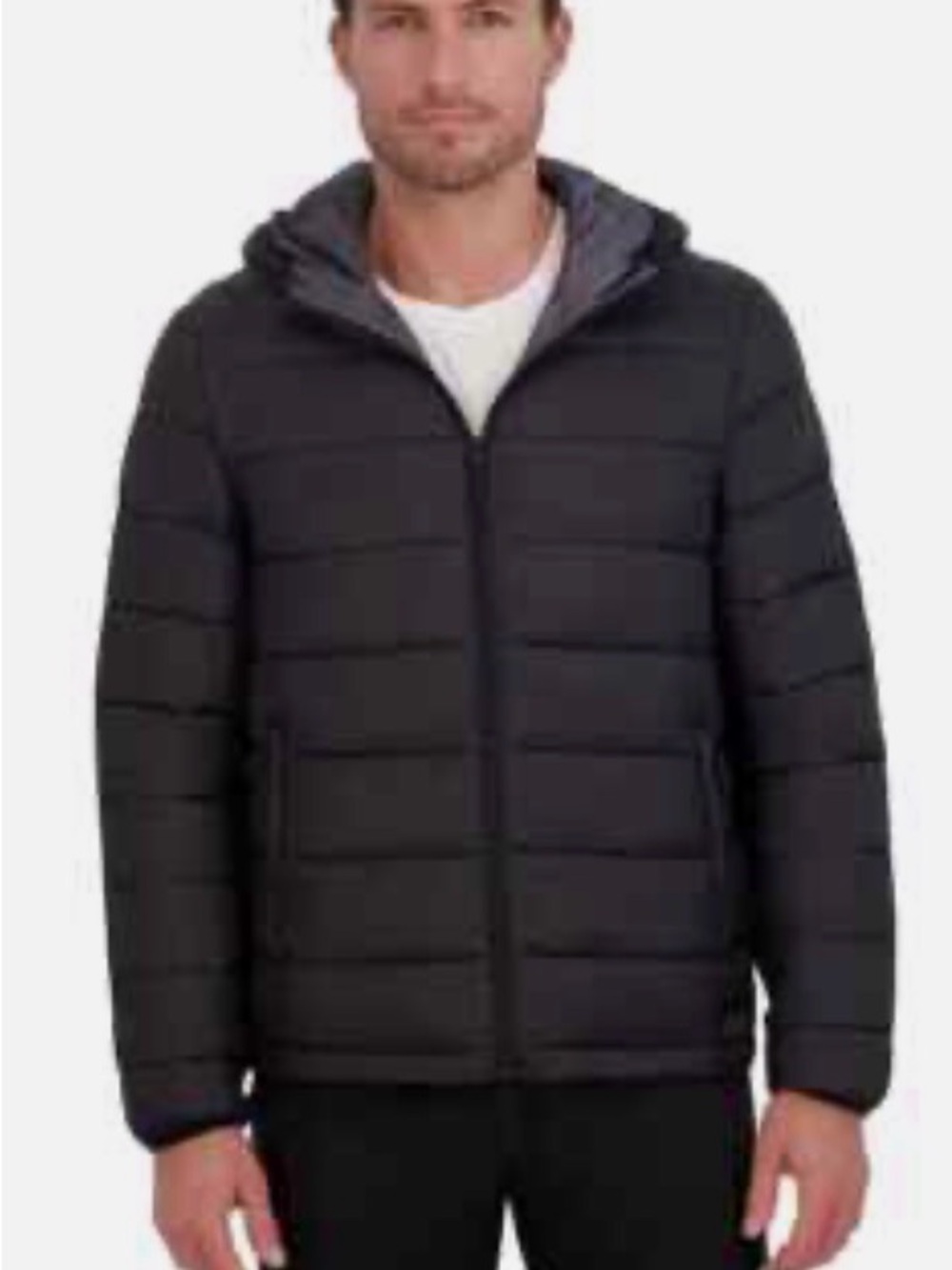Men's Black Hooded Puffer Jacket - Lightweight Insulated Coat